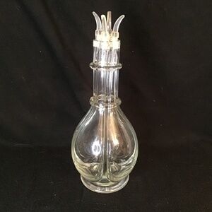 Vintage Four Chamber Glass Decanter Liquor Divided. Clea Glass Liquor Bottle MCM